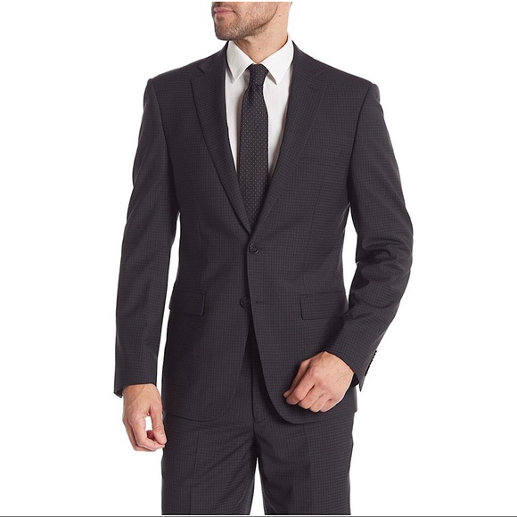 calvin klein black slim fit suit